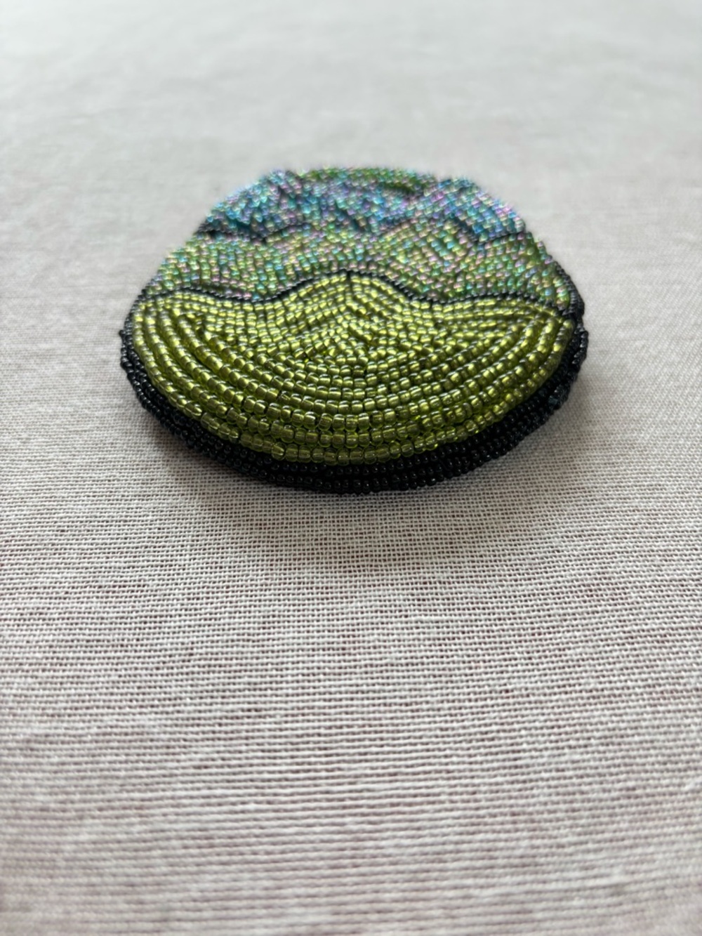 Vintage green beaded artisan funky boho unique kiss lock coin purse. - Picture 6 of 10